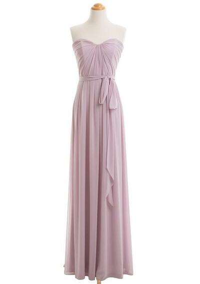 Dusty Purple Long Chiffon Bridesmaid Dresses