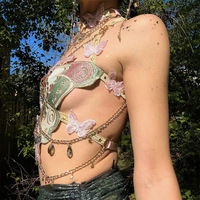 Embroidery Butterfly Body Harness and Choker Set with Metal Chain - Thumbnail 7