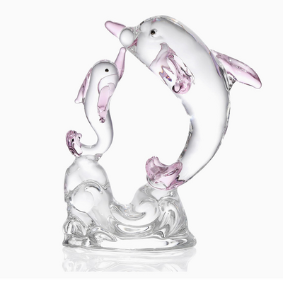2 pcs sea glass  dolphin figurines 