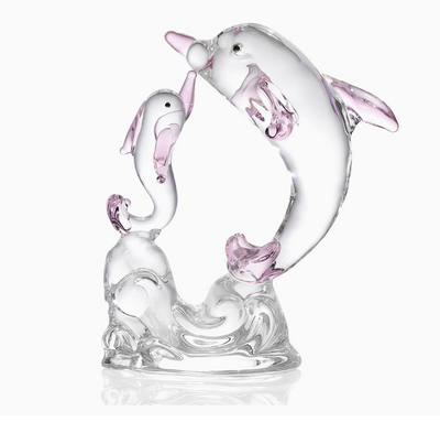 2 Pcs Sea Glass  Dolphin Figurines 