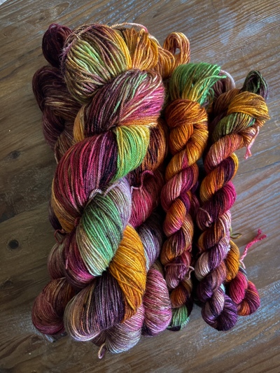 Caramel Apple Hand Dyed Fingering Weight Sock Yarn