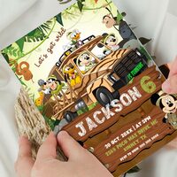 Mickey Mouse Safari Birthday Invitation, Minnie Mouse Safari Birthday Invitation Canva Editable Instant Download - Thumbnail 3