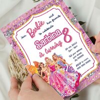 Barbie Birthday Invitation, Barbie Princess Birthday Invitation Canva Editable Instant Download - Thumbnail 2