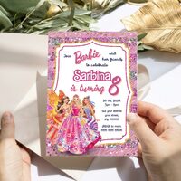 Barbie Birthday Invitation, Barbie Princess Birthday Invitation Canva Editable Instant Download - Thumbnail 3