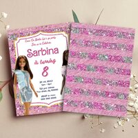 Barbie Birthday Invitation, Barbie Princess Birthday Invitation Canva Editable Instant Download - Thumbnail 1