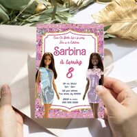 Barbie Birthday Invitation, Barbie Princess Birthday Invitation Canva Editable Instant Download - Thumbnail 2