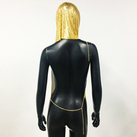 Shine Metallic Hooded Backless Chainmail Crop Top Headscarf - Thumbnail 3