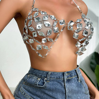 Backless Halter Big Crystal Hollow Bust Chain Sexy Lingerie - Thumbnail 1