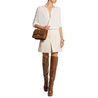 Women's large size brown thick heel over-the-knee boots - Thumbnail 2