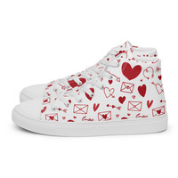 Valentine Day Womens high top canvas shoes - Thumbnail 1
