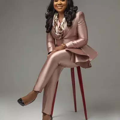 Plus size mother of the bride suits 2 pieces satin slim women prom formal wear tuxedos blazer for wedding