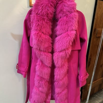 Pink wool fur coat