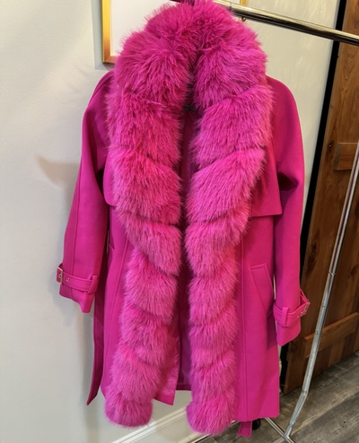 Pink Wool Fur Coat