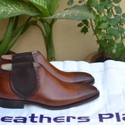 Crafted leather handmade brown chelsea boot