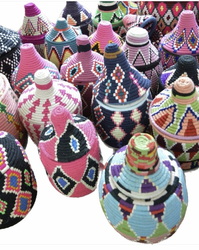 20 x Berber Baskets WHOLESALE Handwoven Vintage Moroccan Berber Wool Lidded Basket
