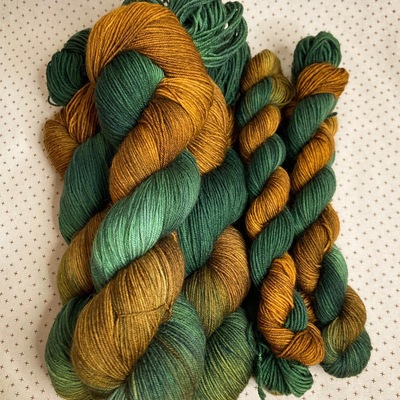 Cinnamon rosemary hand dyed fingering weight sock yarn