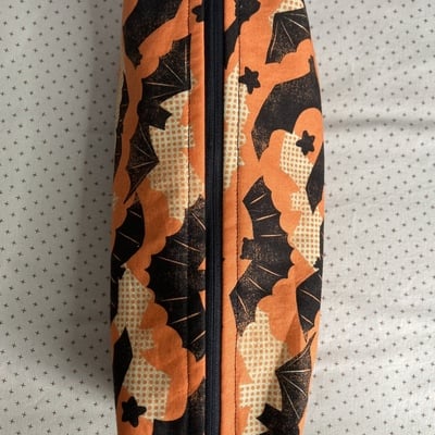 Bats knitting and crochet project and notions bag handmade