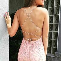 Sheath Pink Short Homecoming Dress With Lace - Thumbnail 1