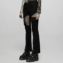  WOMEN BLACK GOTHIC ELASTIC FLARE PANTS-2