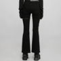  WOMEN BLACK GOTHIC ELASTIC FLARE PANTS-1