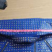 Crafted Leather New Men's Punk Blue Silver Long Spiked Studded Brando Biker Leather Jacket - Thumbnail 2