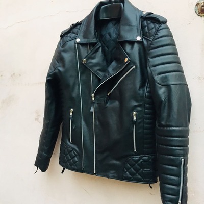 Crafted leather men's motorcycle genuine lambskin leather jacket black slim fit biker jacket  - Thumbnail 5