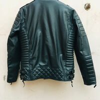 Crafted Leather Men's Motorcycle Genuine Lambskin Leather Jacket Black Slim fit Biker jacket  - Thumbnail 1