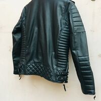 Crafted Leather Men's Motorcycle Genuine Lambskin Leather Jacket Black Slim fit Biker jacket  - Thumbnail 2