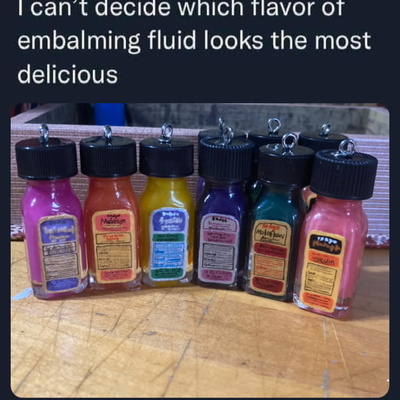 Embalming fluid necklaces 