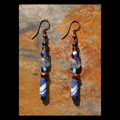 Tribe vibe (blue) handmade earrings by nubian collection artwear 🎨