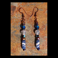 TRIBE VIBE (blue) Handmade Earrings By Nubian Collection Artwear 🎨 - Thumbnail 2