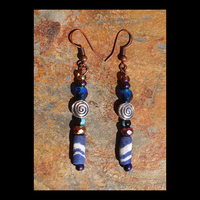 TRIBE VIBE (blue) Handmade Earrings By Nubian Collection Artwear 🎨 - Thumbnail 3