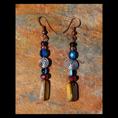 Tribe vibe (blue & gold) handmade earrings by nubian collection artwear 🎨