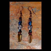 TRIBE VIBE (blue & gold) Handmade Earrings by Nubian Collection Artwear 🎨 - Thumbnail 1
