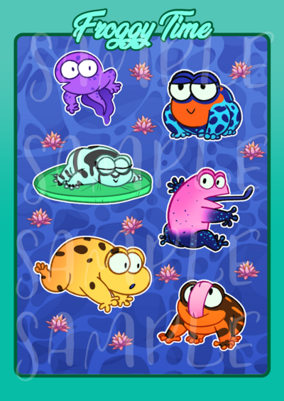 Froggy time sticker sheet