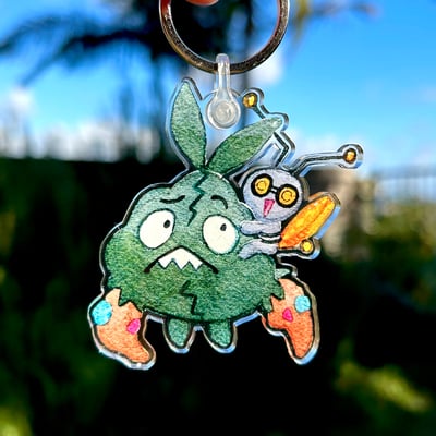 Gimmighoul & trubbish keychain, double-sided