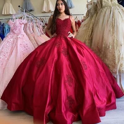 Princess ball gown corset lace applique quincenera dresses - Thumbnail 4