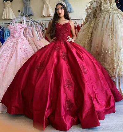 Princess Ball Gown Corset Lace Applique Quincenera Dresses