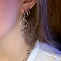 CROSS & STAR EARRINGS - Thumbnail 1