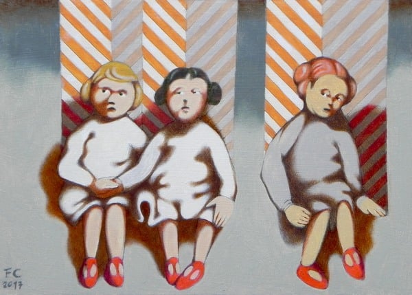 Childhood memories. Oil on paper, original painting