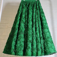 PINK FLOWER Long Tulle Skirt Outfit Women A-line Polyester Ruffle Floral Skirt Romantic Custom Plus Size Wedding Tulle Skirt - Thumbnail 6