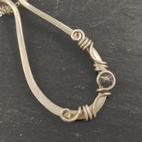 950 silver wire wrap ring holder necklace for 7 th anniversary gift, handmade ring keeper necklace for her, wedding ring pendant - Thumbnail 1