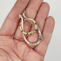 950 silver wire wrap ring holder necklace for 7 th anniversary gift, handmade ring keeper necklace for her, wedding ring pendant - Thumbnail 3