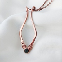 Ring holder necklace, copper wire pendant, minimalist ring pendant for her, wedding ring pendant - Thumbnail 3