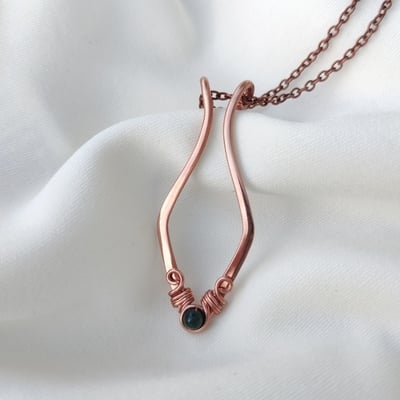 Ring holder necklace, copper wire pendant, minimalist ring pendant for her, wedding ring pendant