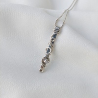 950 silver bar pendant necklace with swaroski crystal, delicate bar pendant for womenminimalist ring pendant for her, wedding ring pendant - Thumbnail 1