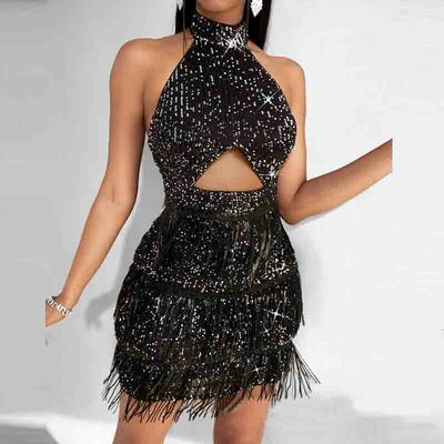 Elegant round neck sleeveless dress