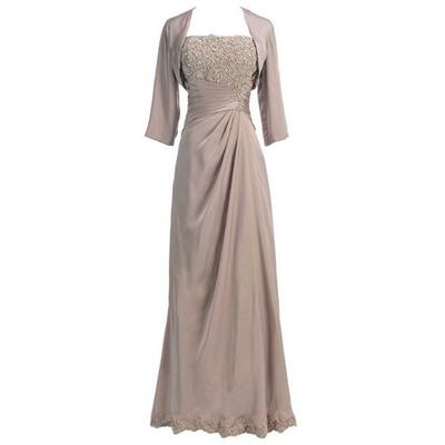 Strapless a line champagne long mother of the bride dresses