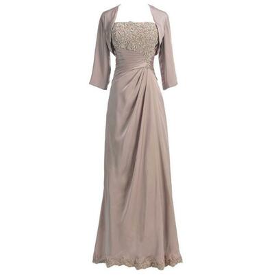 Strapless A Line Champagne Long Mother of The Bride Dresses