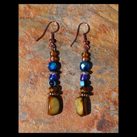 TRIBE VIBE (Indigo) Handmade Earrings By Nubian Collection Artwear 👑 - Thumbnail 1